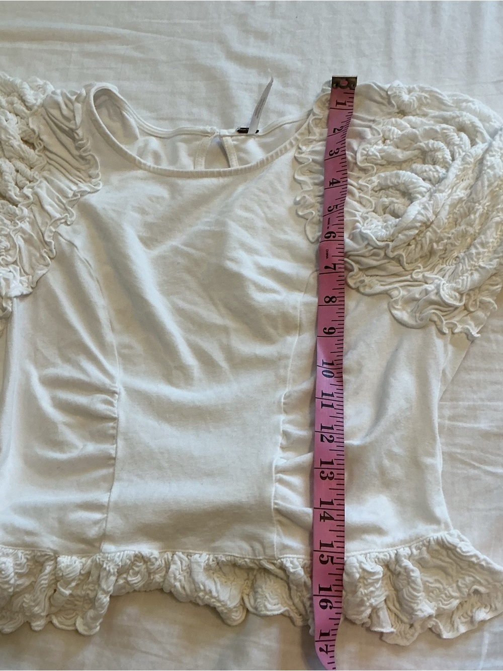 Free People Olivia Top Balloon Sleeves Cropped Ruffle Blouse Size XL Boho - Picture 10 of 10